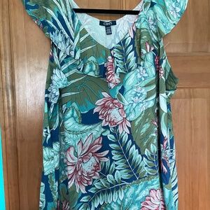 V-Neck Ruffle Sleeveless Top - NWT
